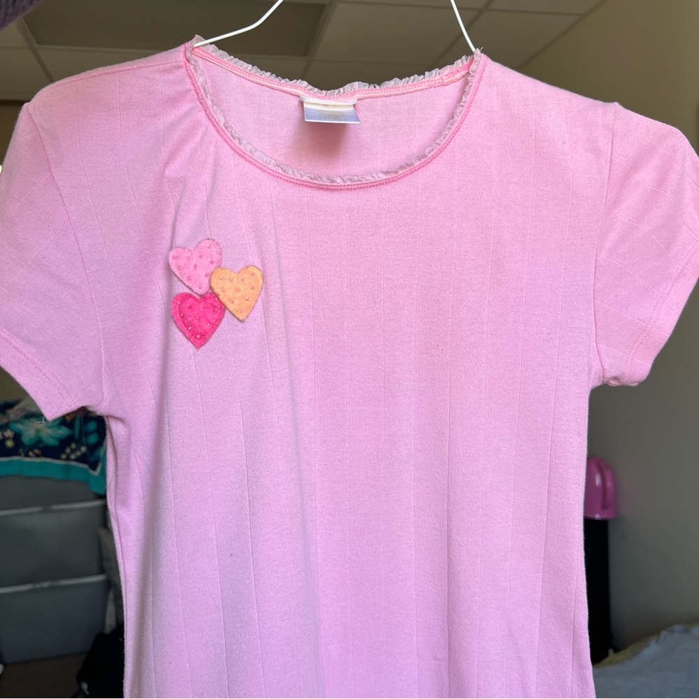 Y2K Pink beaded Hearts Simply Treasures Sleep Shirt Women’s Medium